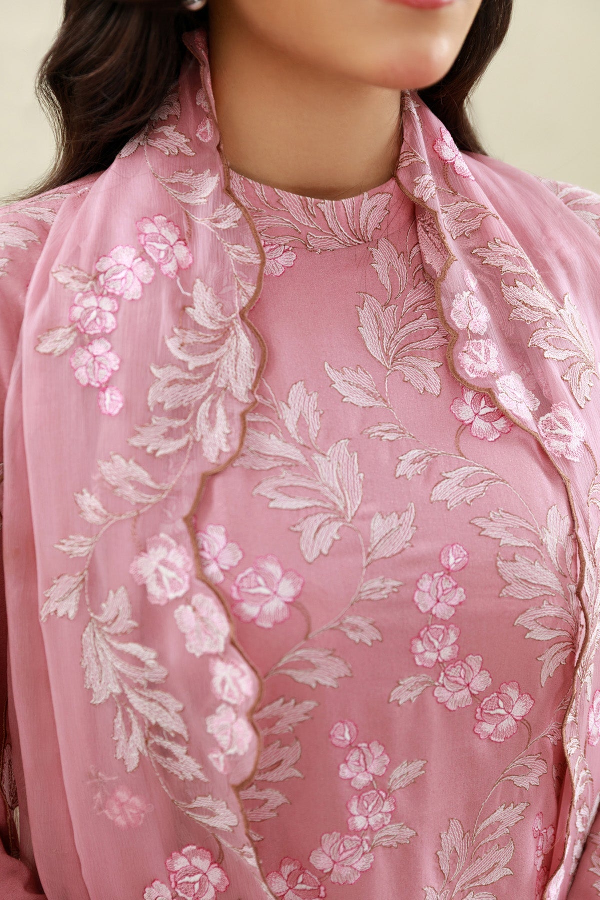 3 Piece - Unstitched - Embroidered Viscose Karandi Suit - E1769