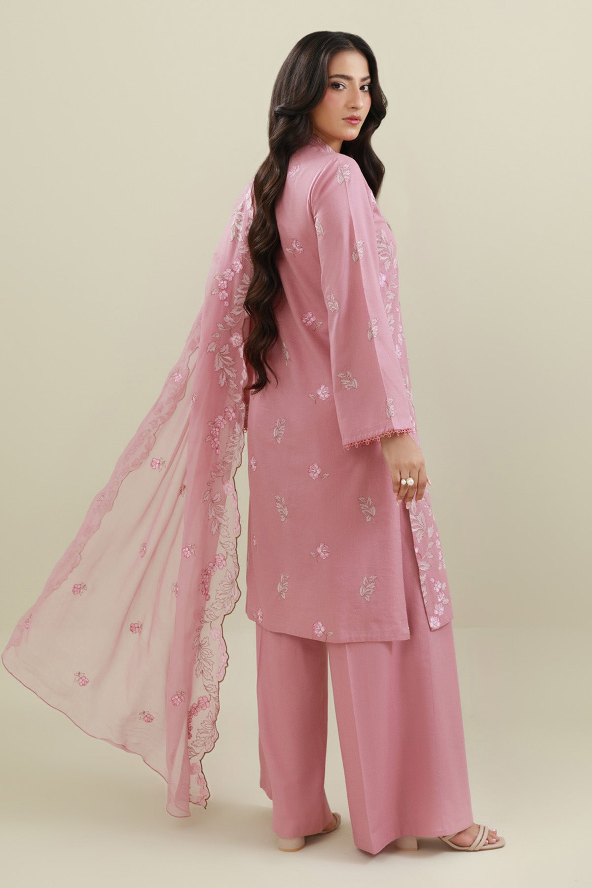 3 Piece - Unstitched - Embroidered Viscose Karandi Suit - E1769