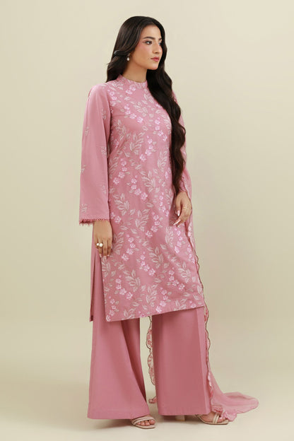 3 Piece - Unstitched - Embroidered Viscose Karandi Suit - E1769