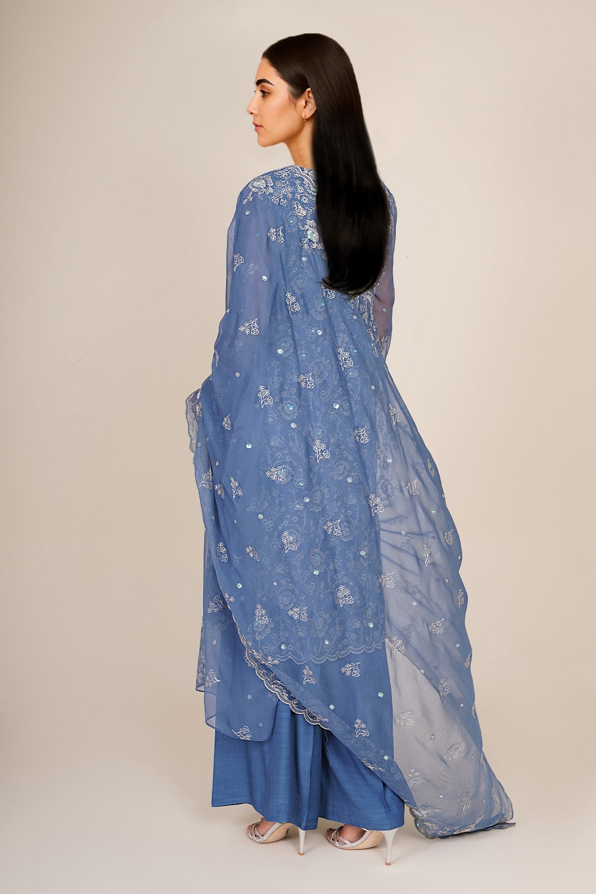 3 Piece - Unstitched - Embroidered Bamber Chiffon Suit - E1790