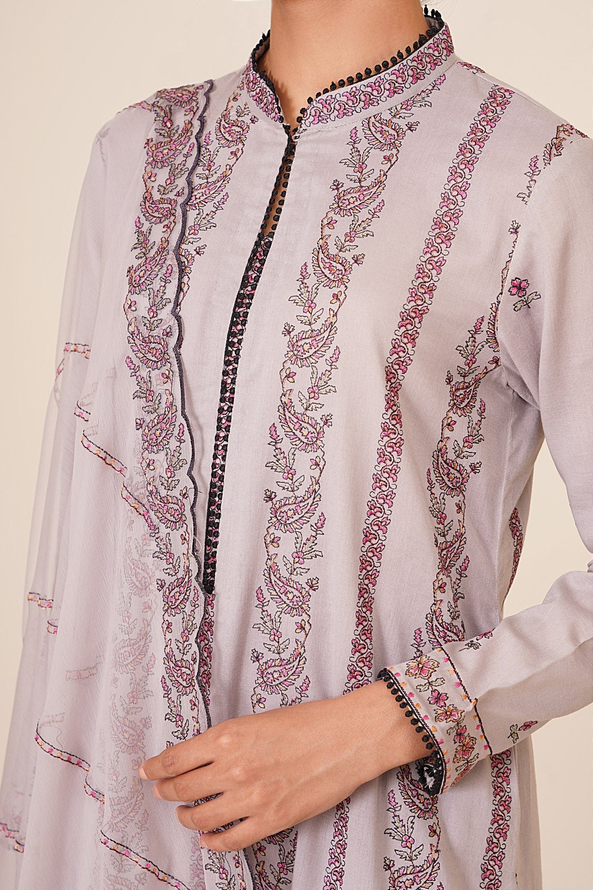 3 Piece - Unstitched - Embroidered Khaddar Suit - E1801