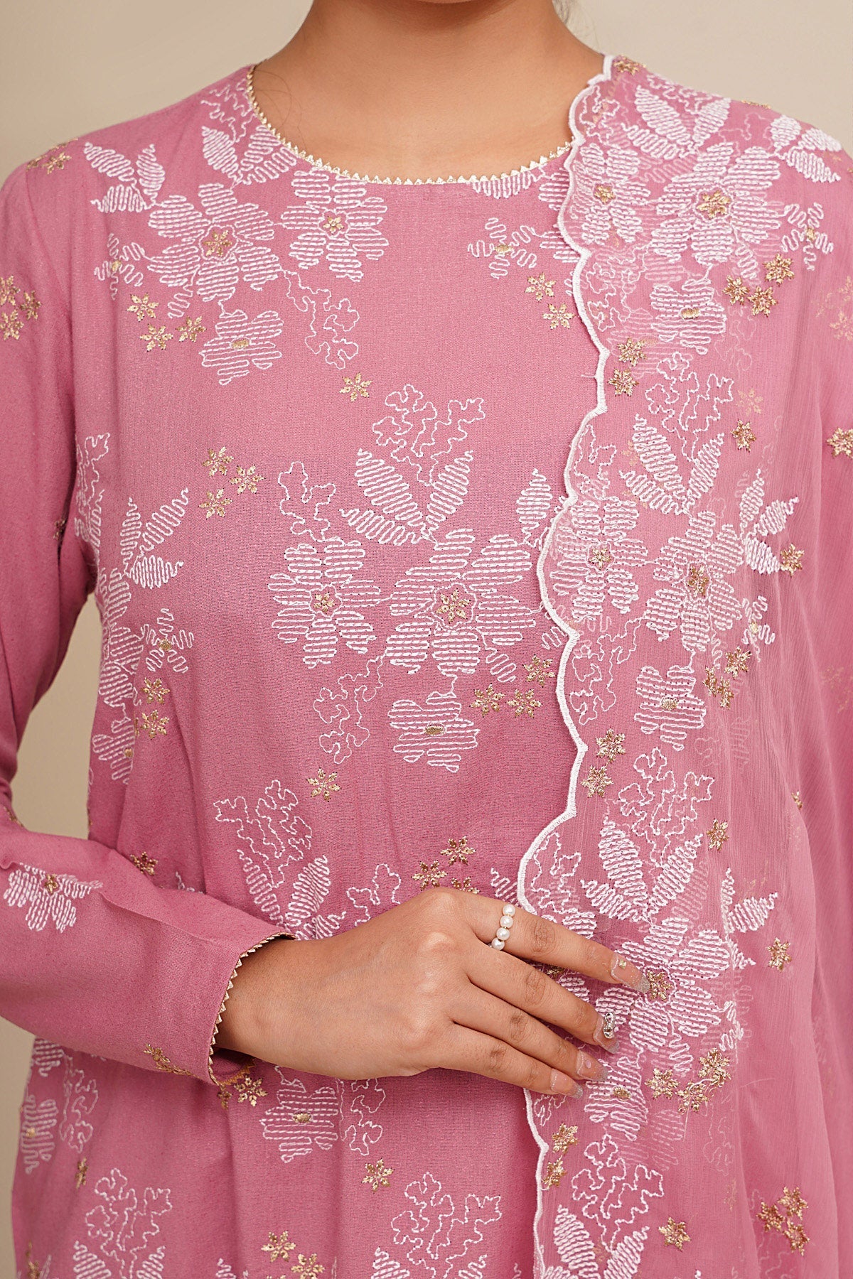 3 Piece - Unstitched - Embroidered Viscose Karandi Suit - E1818