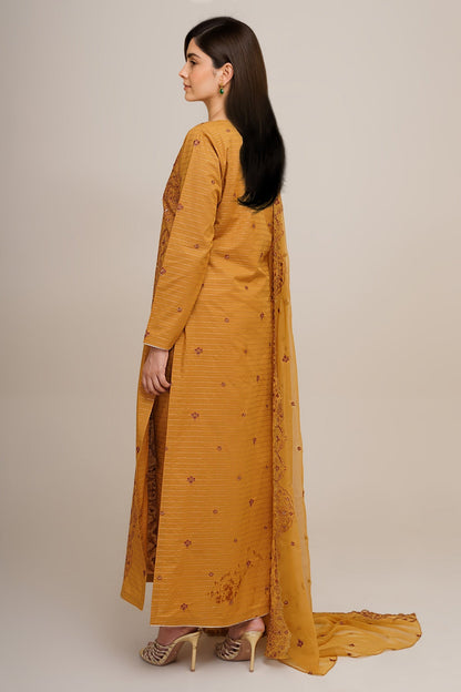 3 Piece - Unstitched - Embroidered Zari Jacquard Suit - E1830