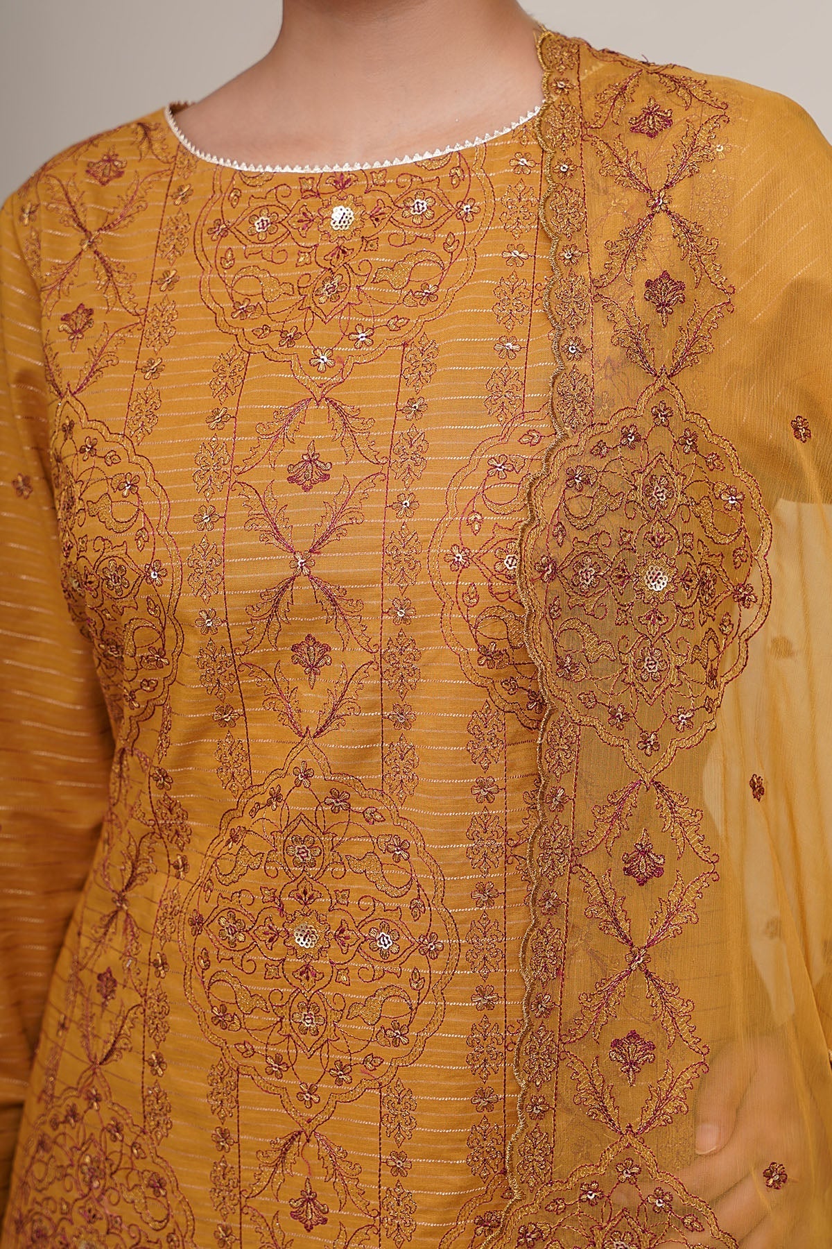 3 Piece - Unstitched - Embroidered Zari Jacquard Suit - E1830