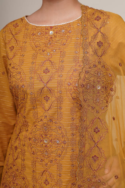 3 Piece - Unstitched - Embroidered Zari Jacquard Suit - E1830