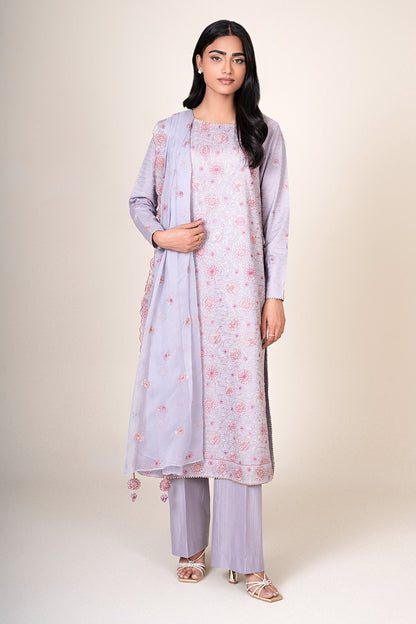 3 Piece - Unstitched - Embroidered Zari Jacquard Suit - E1831