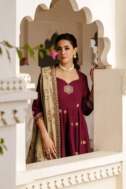 3 Piece - Unstitched - Embroidered Khaddar Suit - E1835
