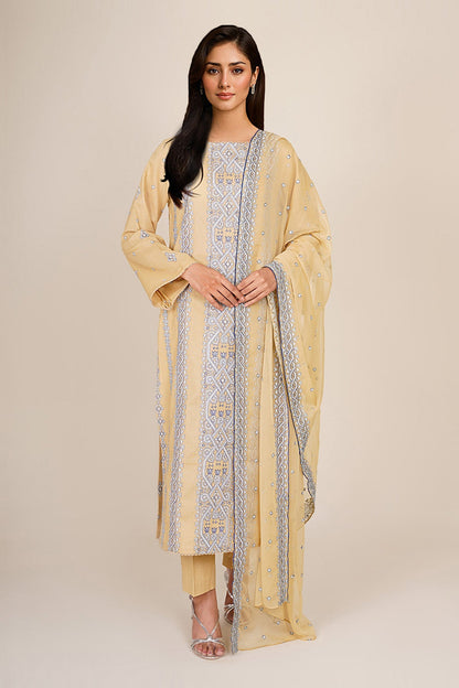 3 Piece - Unstitched - Embroidered Khaddar Suit - E1838