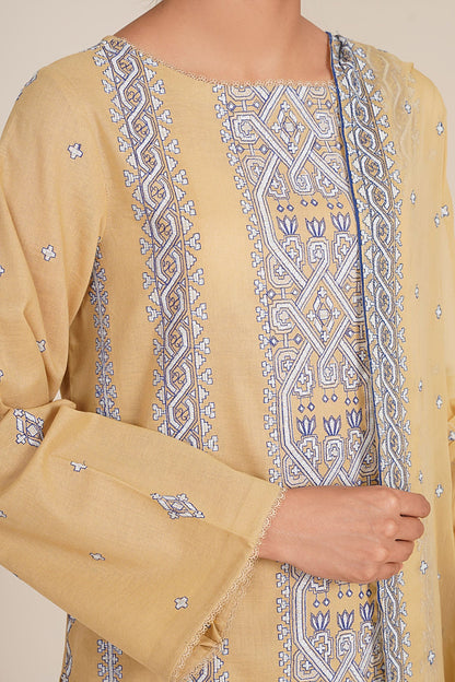 3 Piece - Unstitched - Embroidered Khaddar Suit - E1838