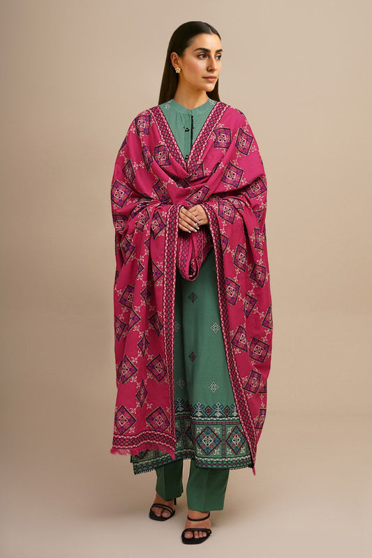 3 Piece - Unstitched - Embroidered Viscose Karandi Suit - E1844