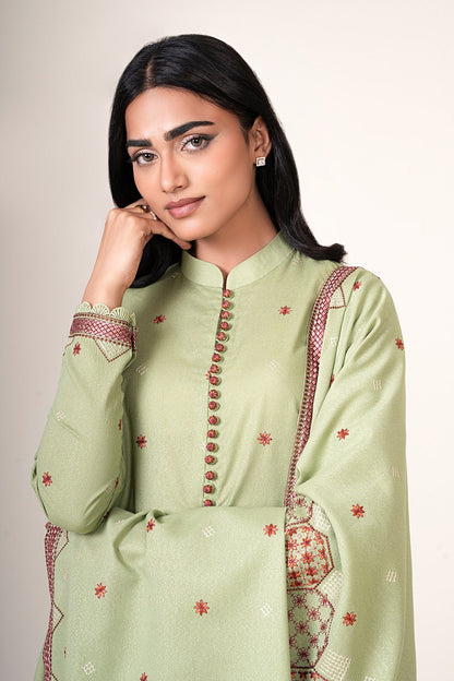 3 Piece - Unstitched - Embroidered Viscose Karandi Suit - E1846