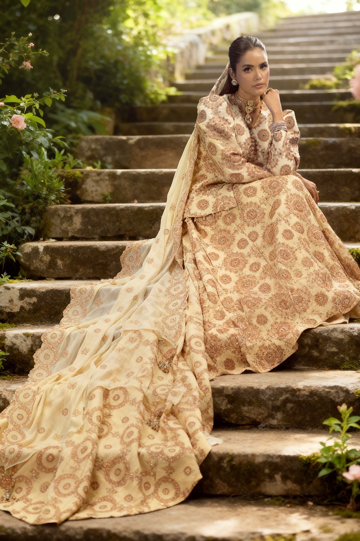 4 Piece - Unstitched - Embroidered & Embellished Bamber Chiffon Suit - E1874