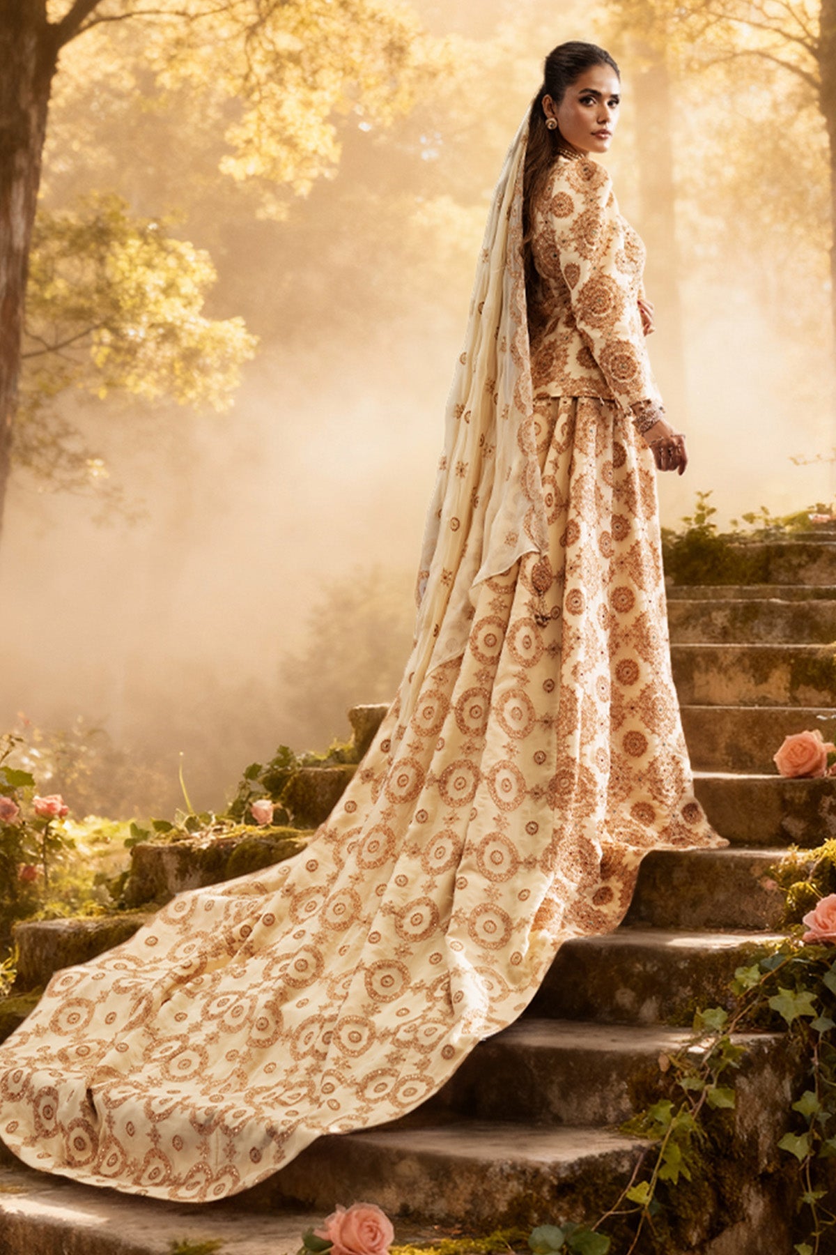 4 Piece - Unstitched - Embroidered & Embellished Bamber Chiffon Suit - E1874