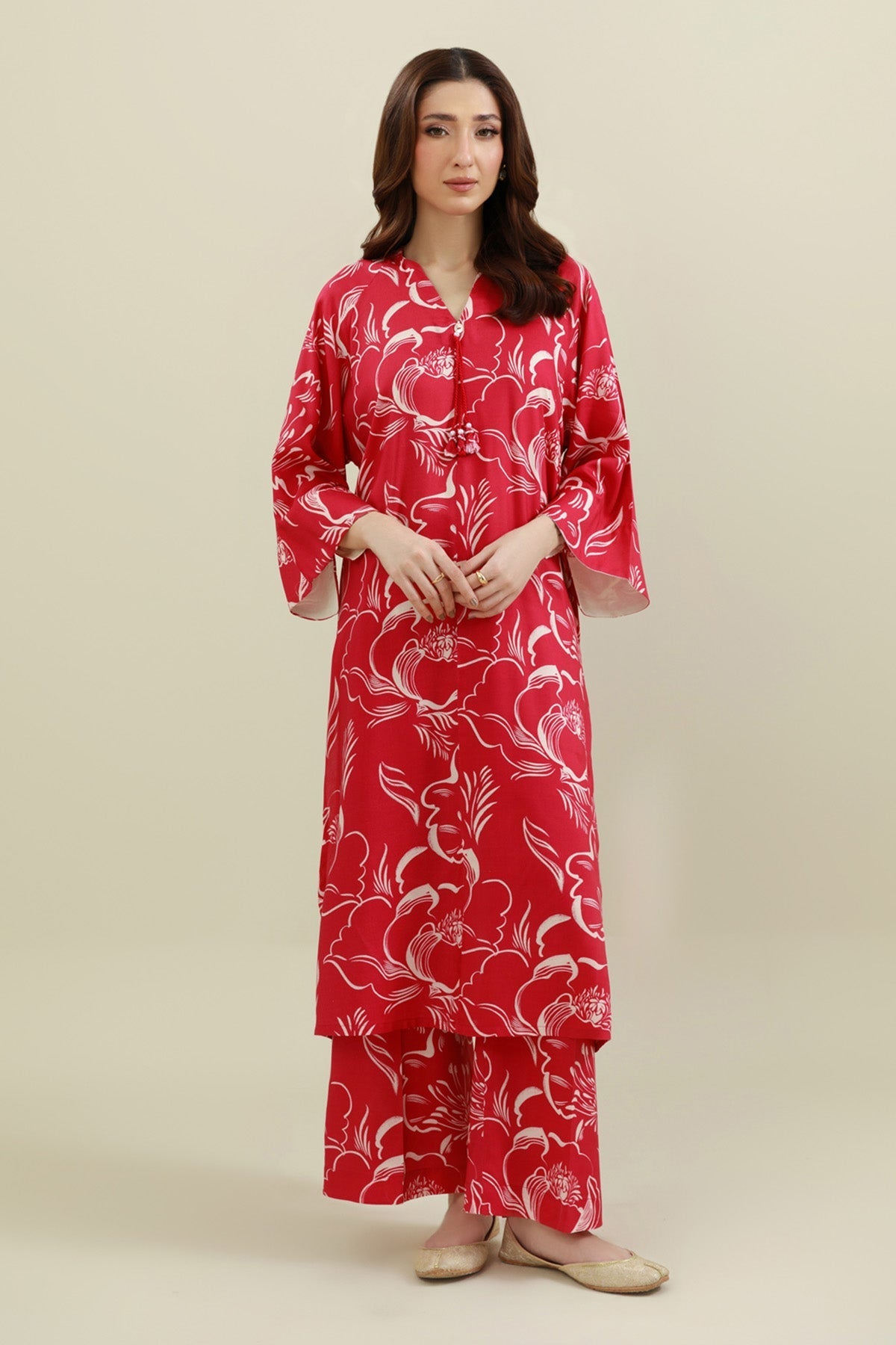 2 Piece - Stitched - Printed & Embellished Linen Suit - KPW25-P3795