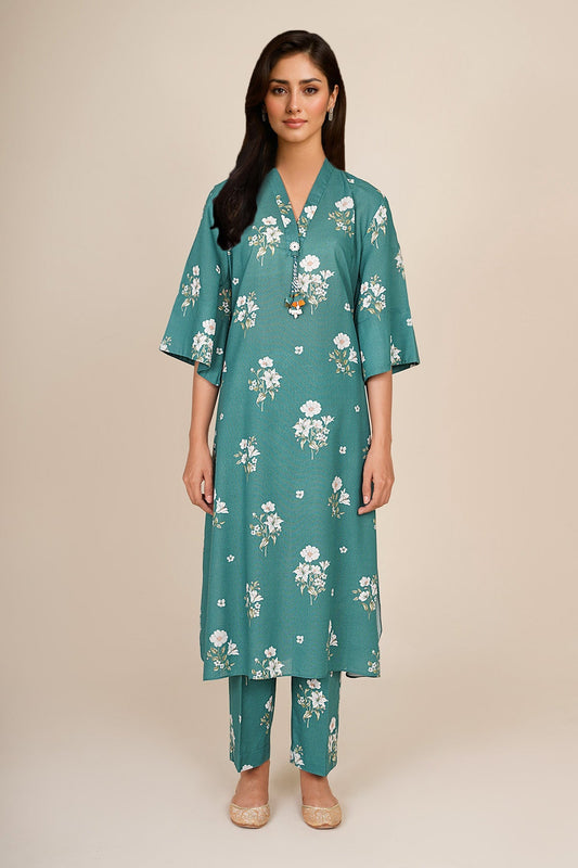 2 Piece - Stitched - Printed & Embellished Cotton Karandi Suit - KPW25-P3677