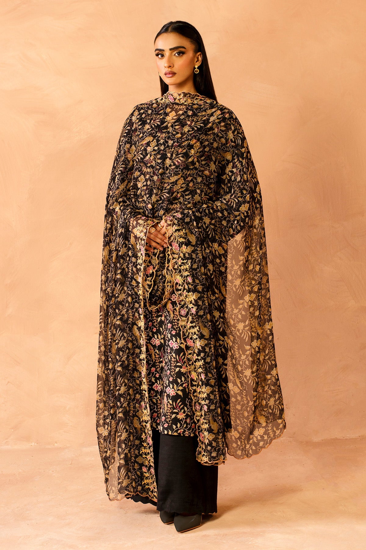 3 Piece - Stitched - Printed & Embroidered Raw Silk Suit - MC2111