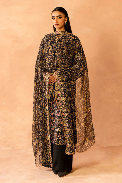 3 Piece - Stitched - Printed & Embroidered Raw Silk Suit - MC2111