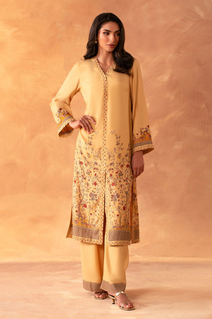 2 Piece - Stitched - Hand Screen Printed Raw Silk Suit - MCP2032