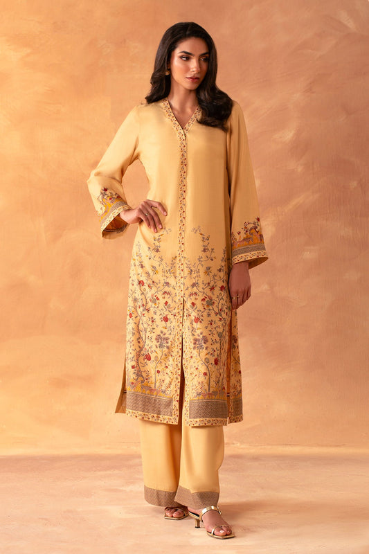 2 Piece - Stitched - Hand Screen Printed Raw Silk Suit - MCP2032