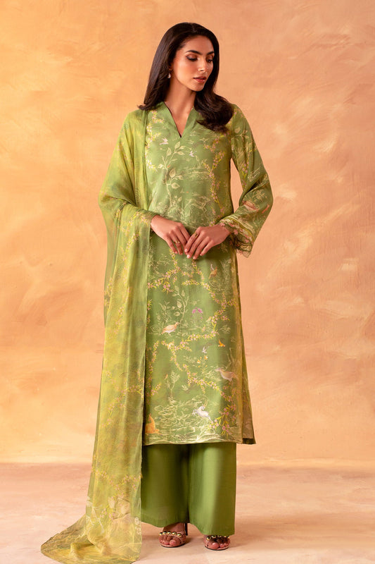 3 Piece - Stitched - Printed Khaadi Silk Suit - MCP2039