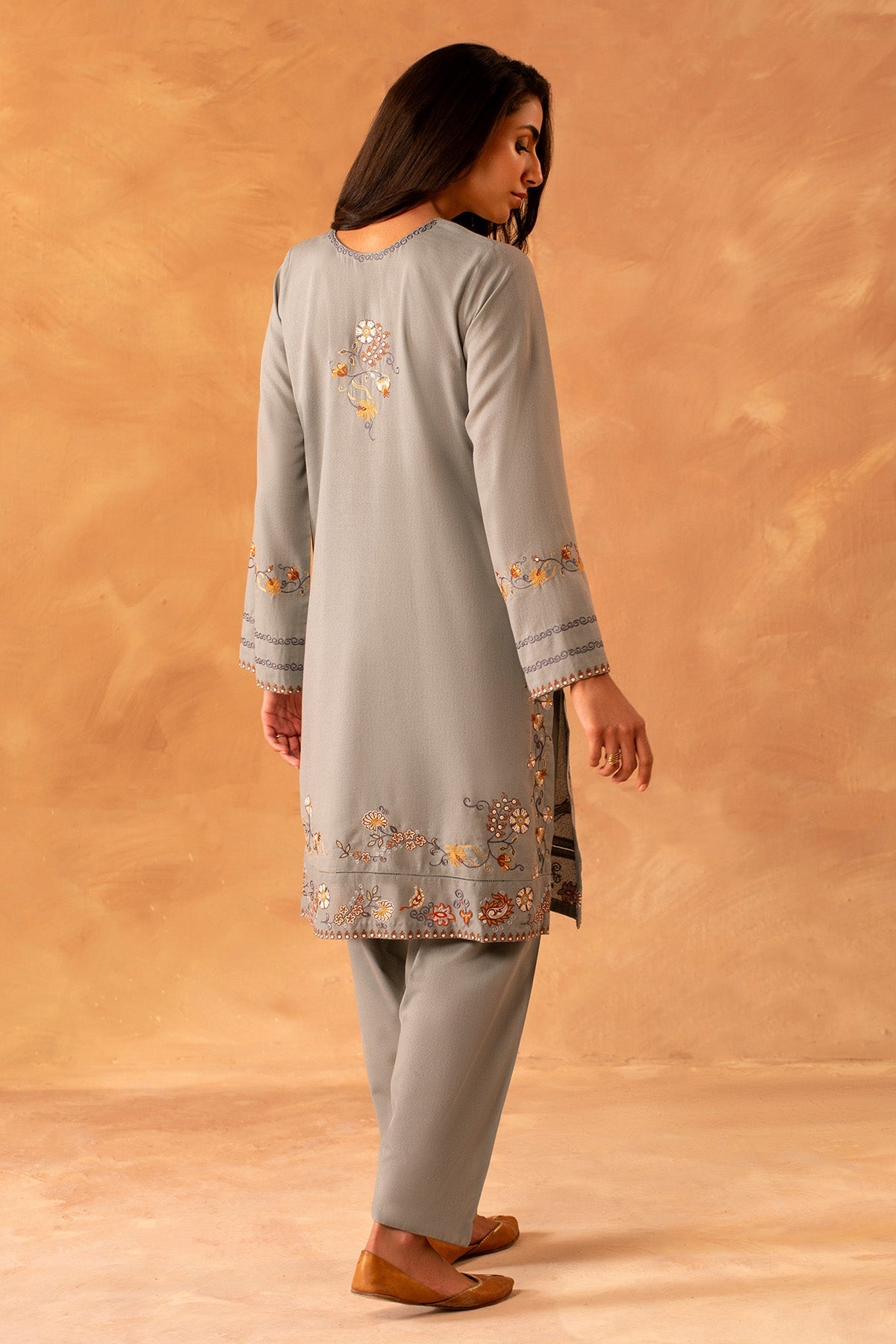2 Piece - Stitched - Dyed & Embroidered Karandi Suit - MCP2044-1