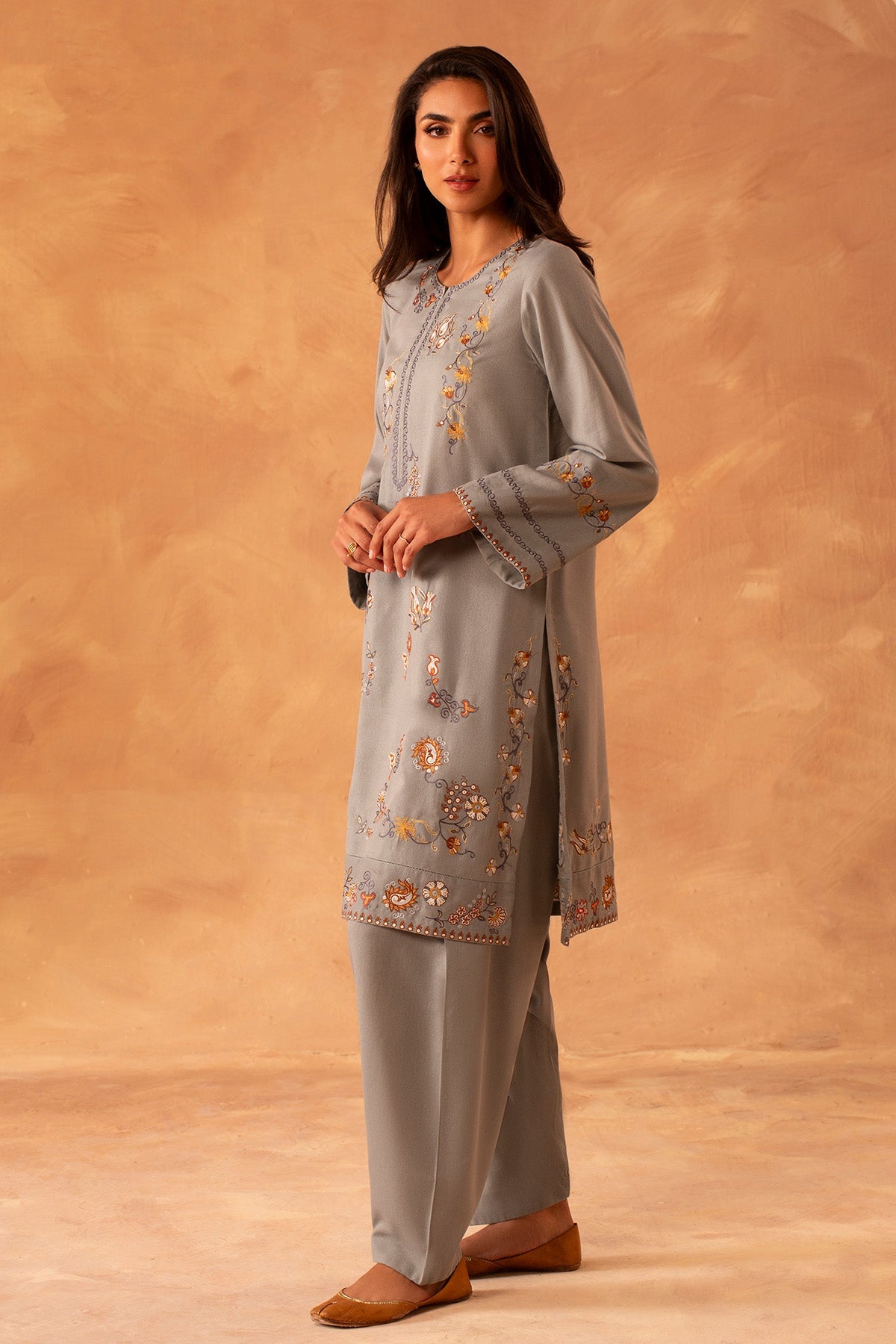 2 Piece - Stitched - Dyed & Embroidered Karandi Suit - MCP2044-1