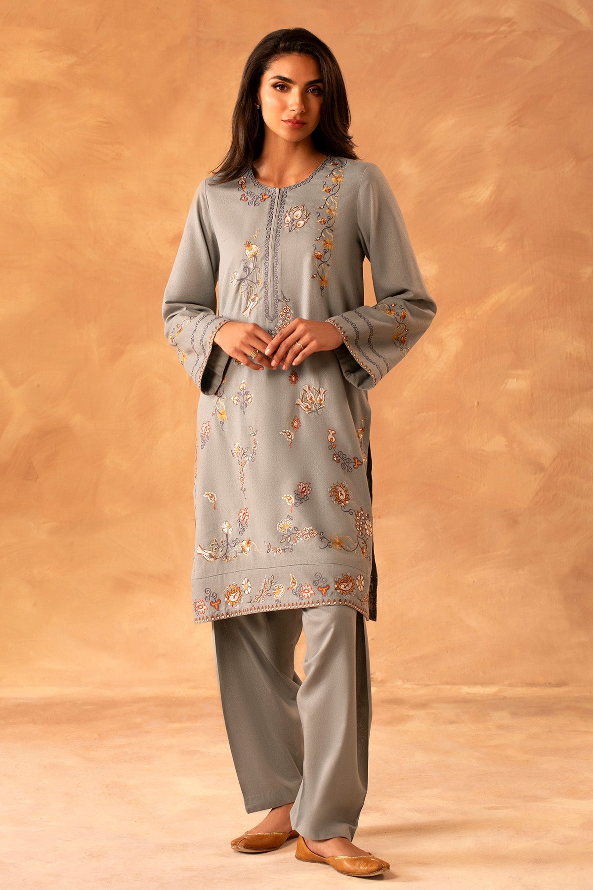 2 Piece - Stitched - Dyed & Embroidered Karandi Suit - MCP2044-1