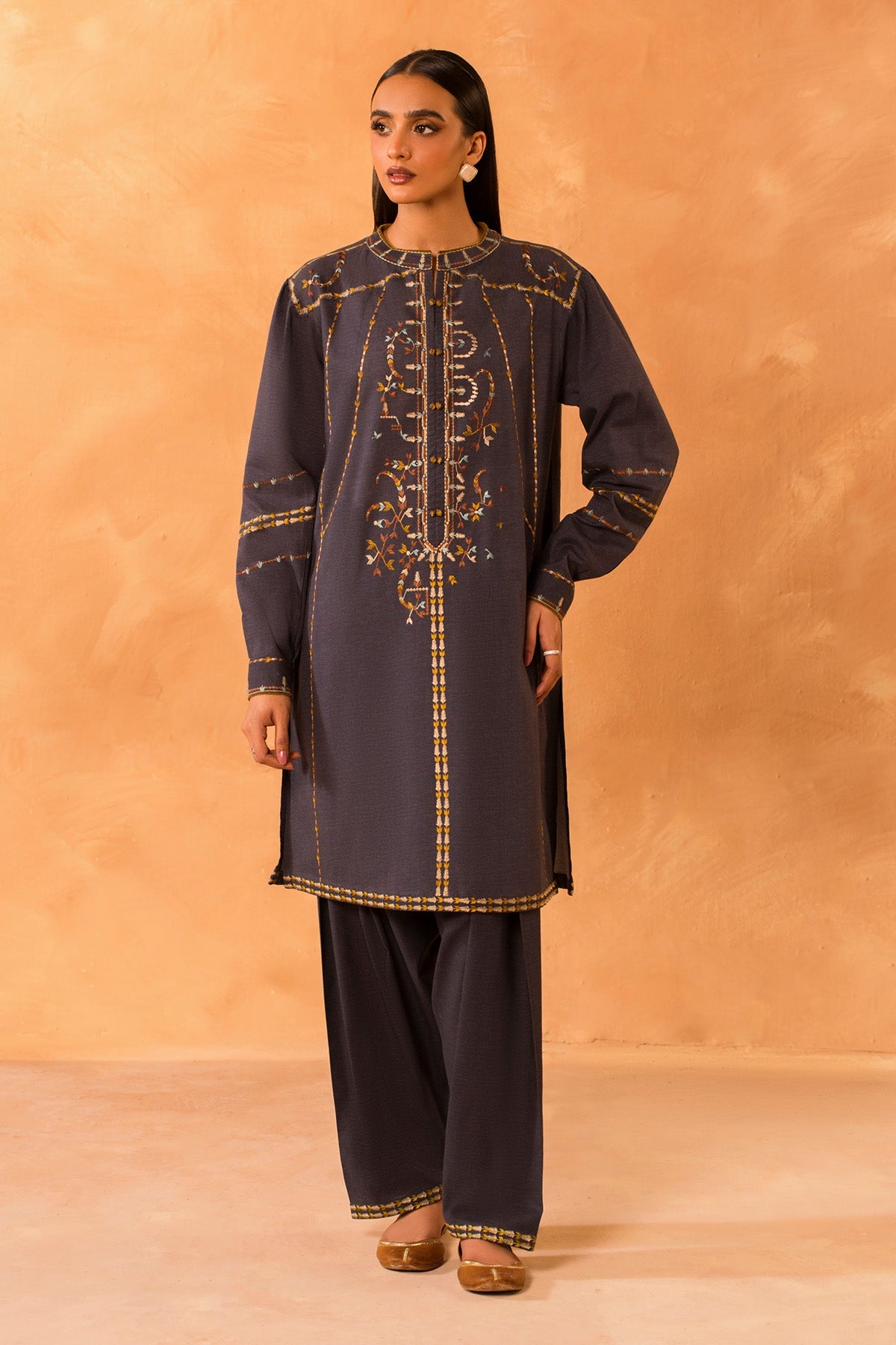 2 Piece - Stitched - Printed & Embroidered Khaddar Suit - MCP2047