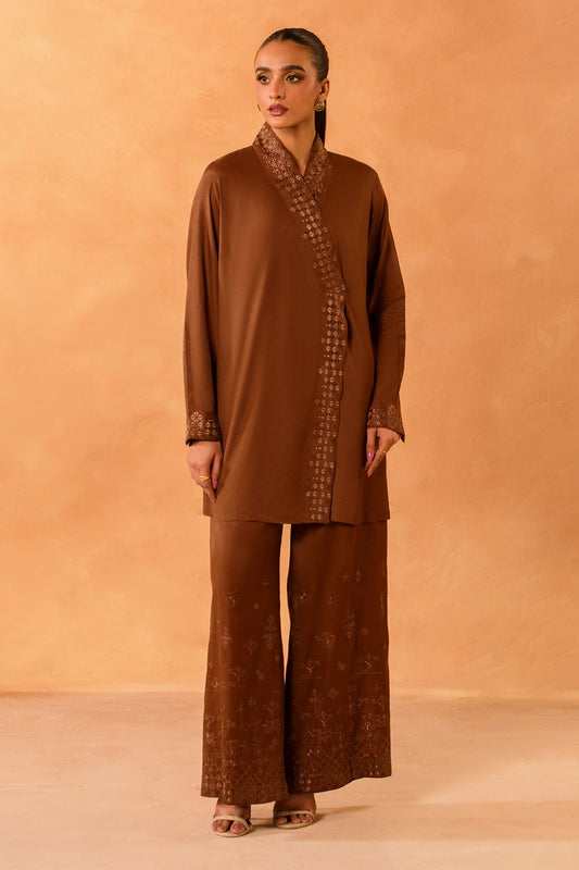 2 Piece - Stitched - Dyed & Embroidered Pk Raw Silk Suit - MCP2053