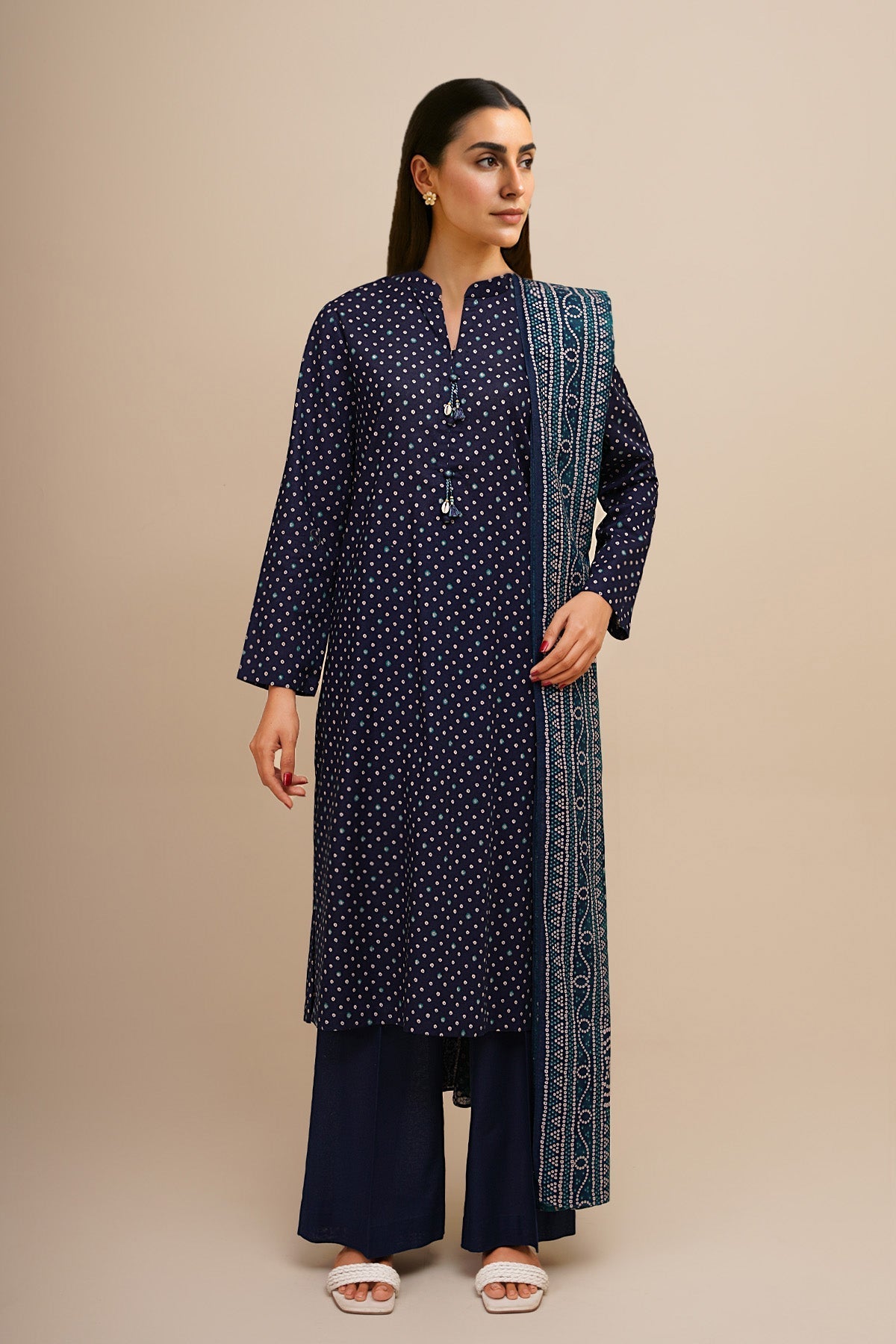 3 Piece - Unstitched - Printed Khaddar Suit - X7105