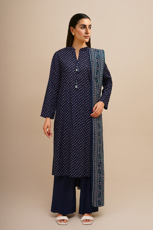 3 Piece - Unstitched - Printed Khaddar Suit - X7105