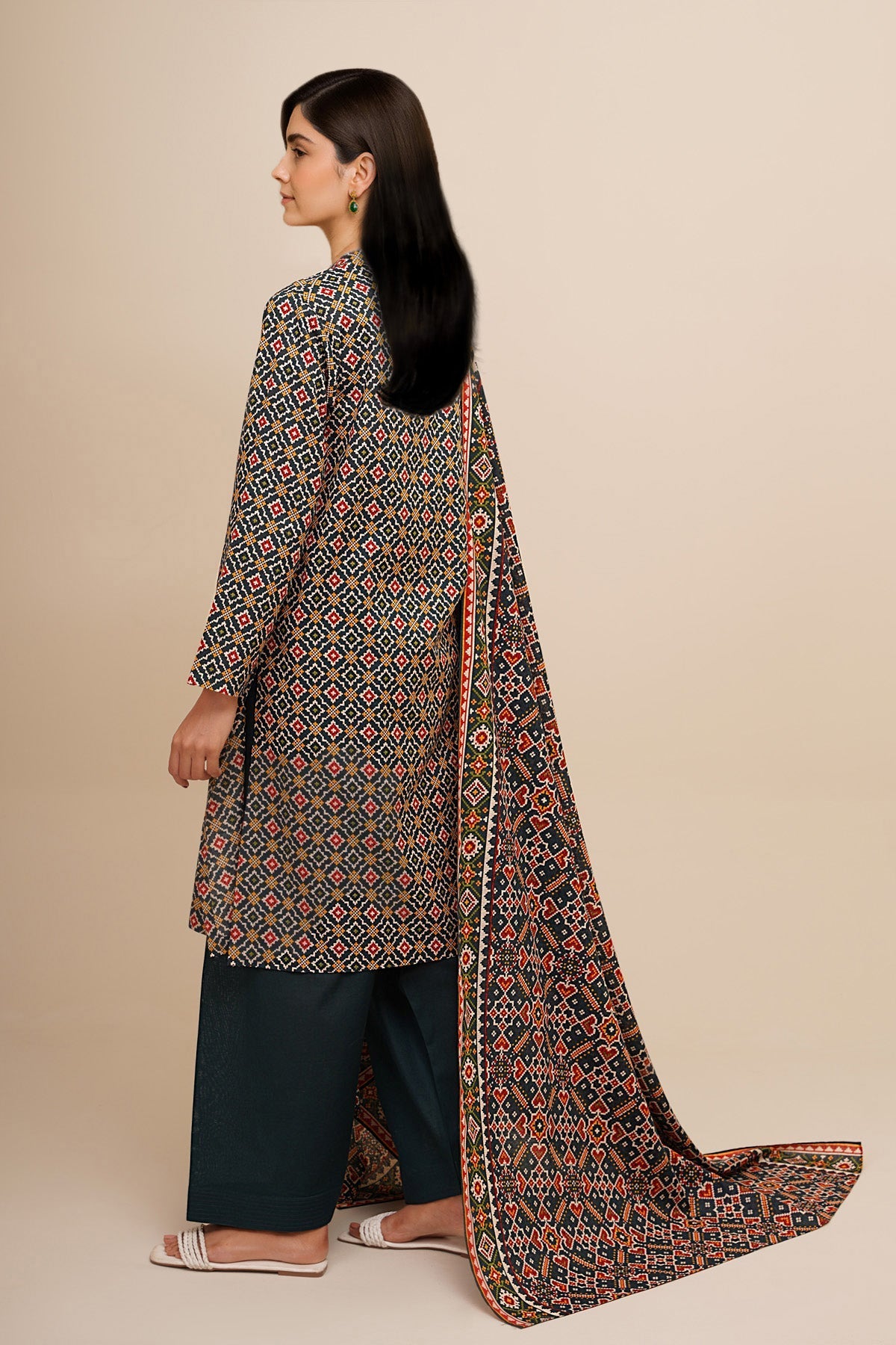 3 Piece - Unstitched - Printed Khaddar Suit - X7106