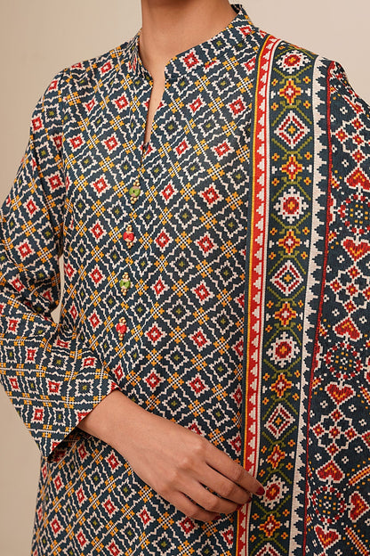 3 Piece - Unstitched - Printed Khaddar Suit - X7106
