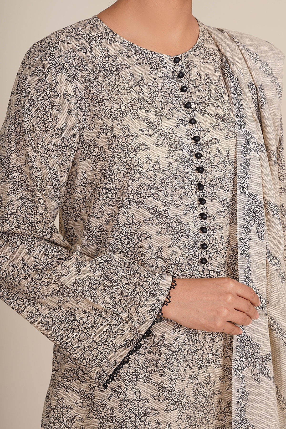 3 Piece - Unstitched - Printed Khaddar Suit - X7107