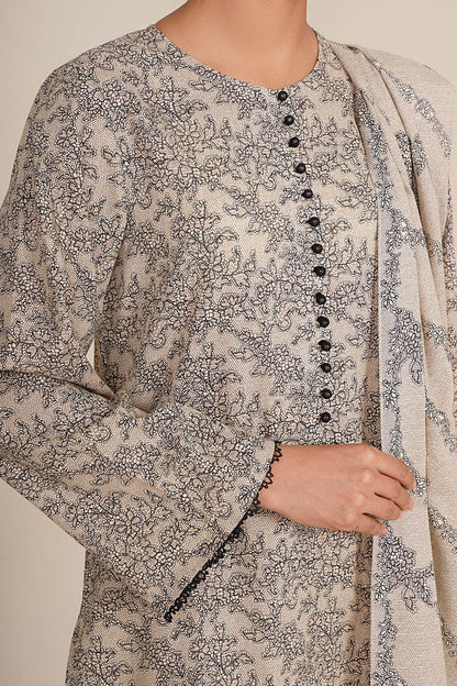 3 Piece - Unstitched - Printed Khaddar Suit - X7107