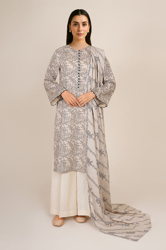 3 Piece - Unstitched - Printed Khaddar Suit - X7107