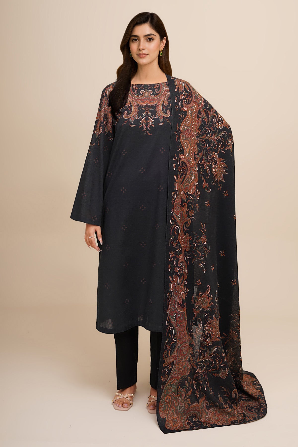 3 Piece - Unstitched - Printed Khaddar Suit - X7115