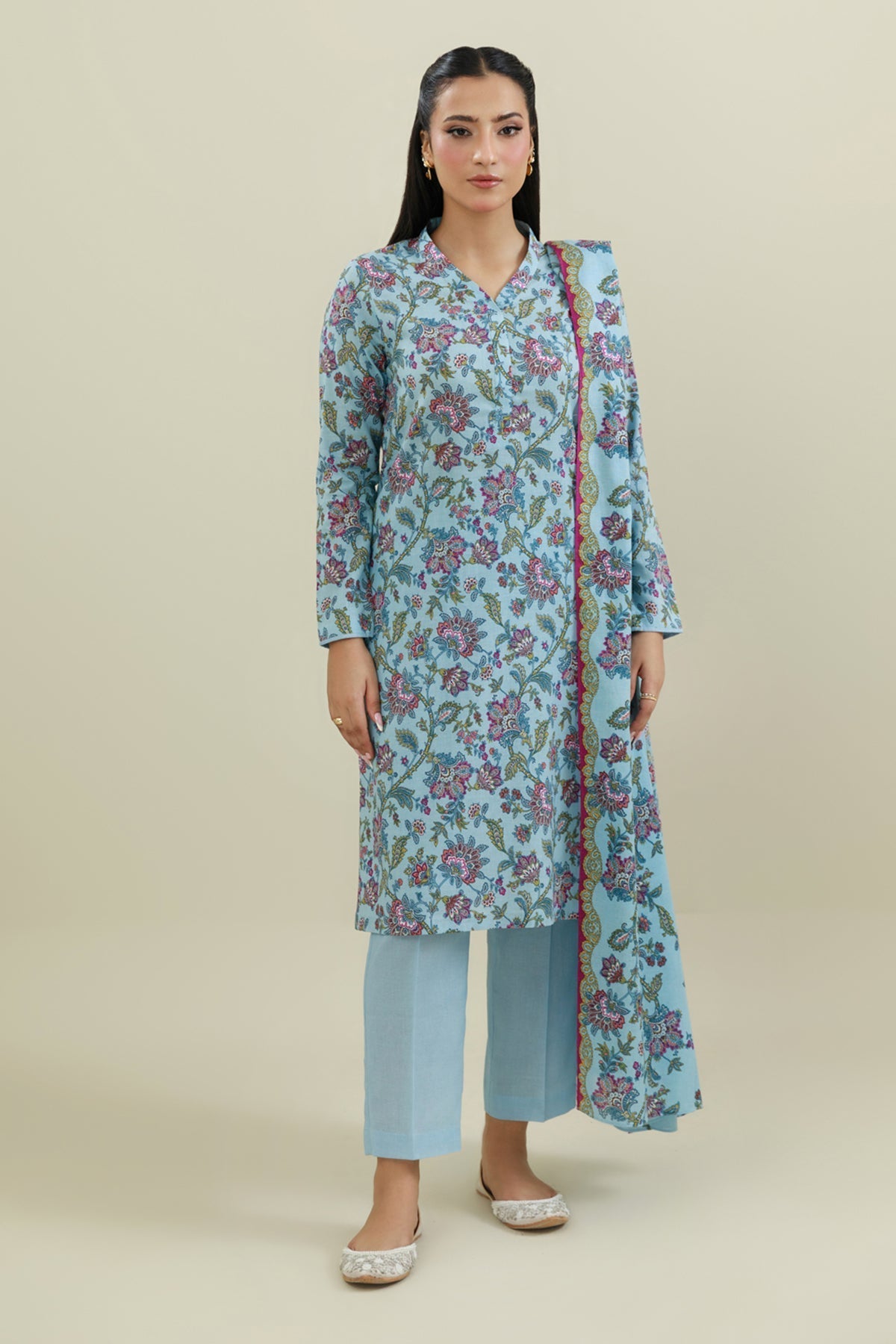 3 Piece - Unstitched - Printed Khaddar Suit - X7121