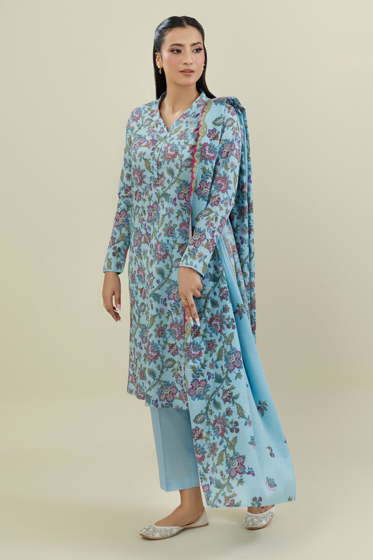 3 Piece - Unstitched - Printed Khaddar Suit - X7121