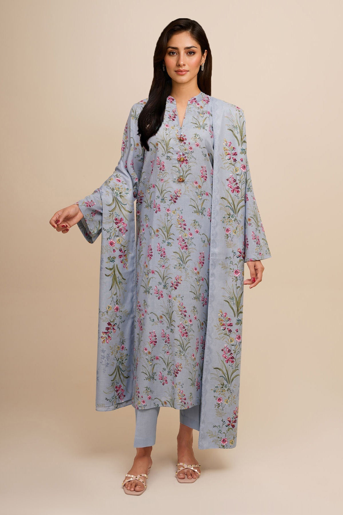 3 Piece - Unstitched - Printed Khaddar Suit - X7122
