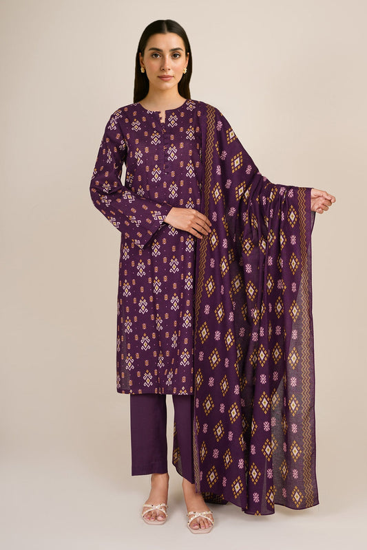 3 Piece - Unstitched - Printed Khaddar Suit - X7123