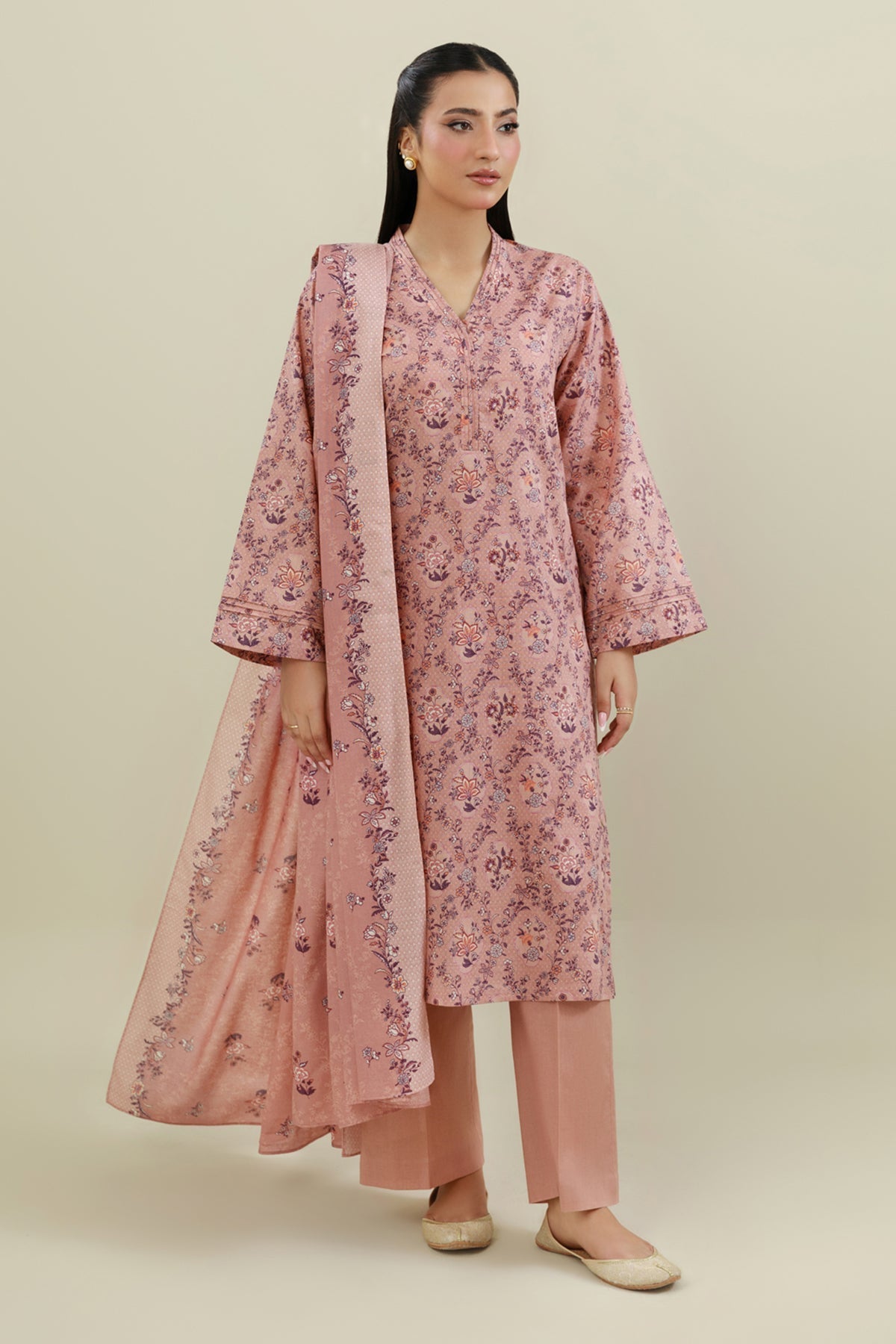 3 Piece - Unstitched - Printed Khaddar Suit - X7124
