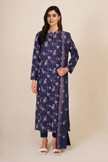 3 Piece - Unstitched - Printed Khaddar Suit - X7132
