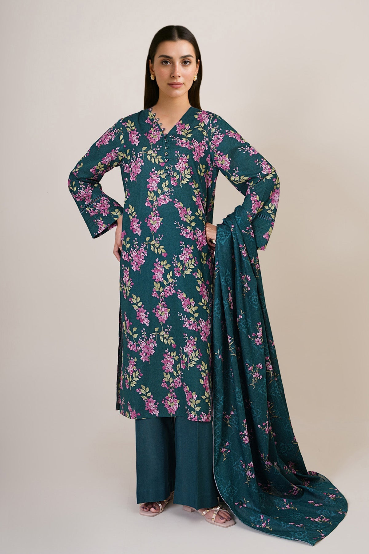 3 Piece - Unstitched - Printed Khaddar Suit - X7137