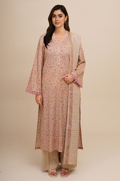 3 Piece - Unstitched - Printed Khaddar Suit - X7138
