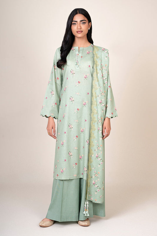 3 Piece - Unstitched - Printed Khaddar Suit - X7141