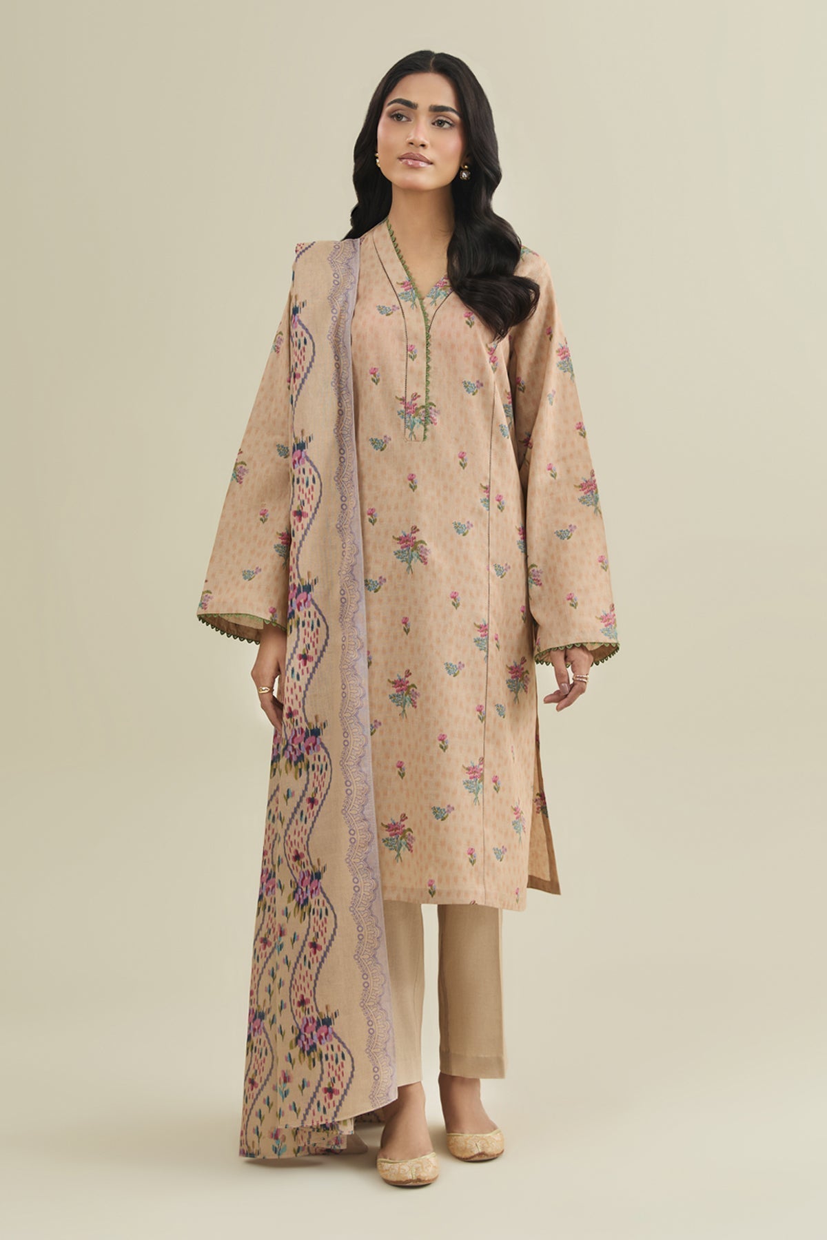 3 Piece - Unstitched - Printed Khaddar Suit - X7145
