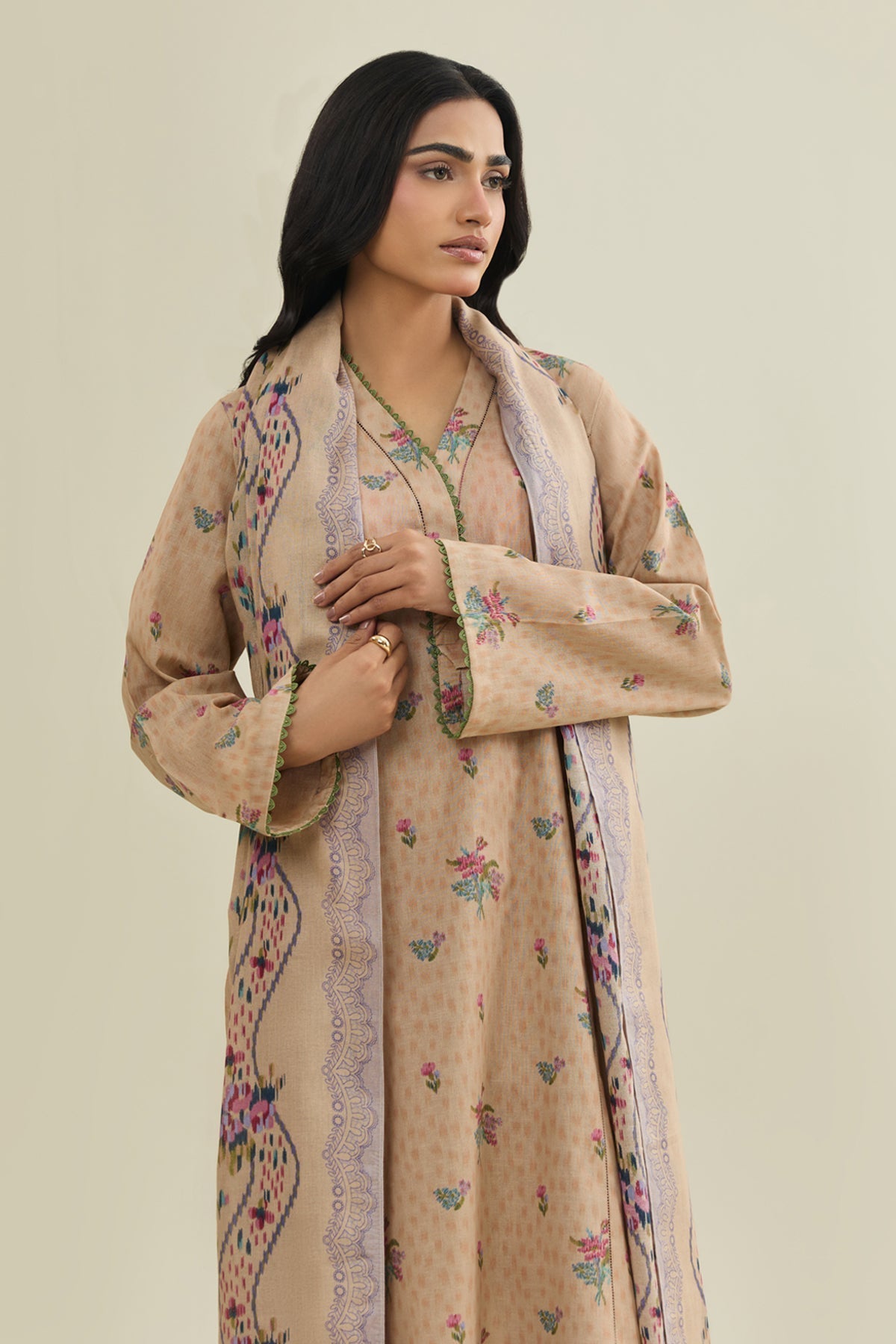 3 Piece - Unstitched - Printed Khaddar Suit - X7145