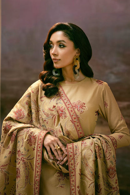 3 Piece - Unstitched - Embroidered Viscose Karandi Suit - E1401